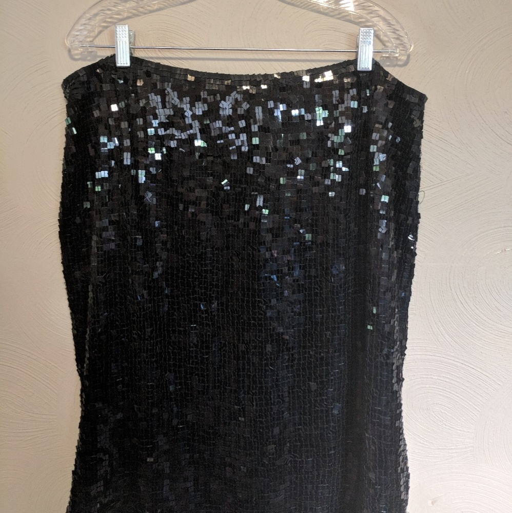 Sz 22 Valerie Stevens black sequin mini skirt